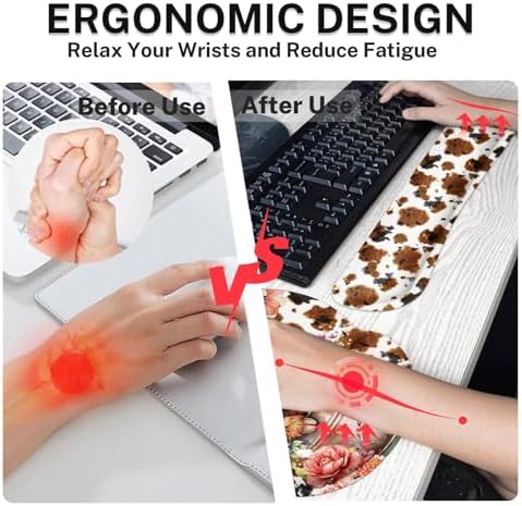 Arttown Keyboard Mouse Pad Set, 4 in 1 Desk Mat Set Highland Cow - Image 4