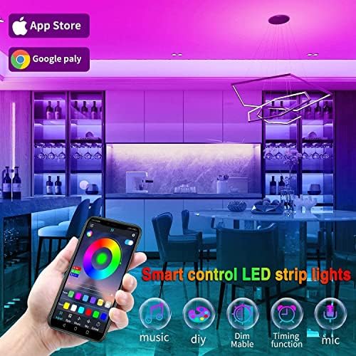 Tenmiro 130ft Led Lights for Bedroom, LED Strip Lights with Remote and App Control Music Sync Color Changing RGB LED Strip, LED Lights for Room Home Party Decoration (2 Rolls of 65ft) - Image 3