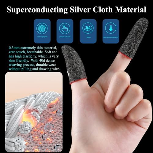 Gaming Finger Sleeves, High-Sensitive Anti-Sweat Touchscreen Game Thumb Gloves, Mobile Gamer Finger Cover Cots for PUBG/Knives Out/Rules of Survival - Image 3