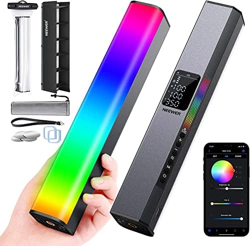 NEEWER RGB LED Video Light Stick, Touch Bar & APP Control, Magnetic Handheld Photography Lighting Wand, Dimmable 3200K~5600K CRI98+ Full Color LED Light with 6400mAh Battery, 17 Scenes, RGB1 by Neewer