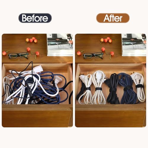 MVYC 200PCS Reusable Cable Ties Wire Ties Cord Organizer Cable Organizer Adjustable Cable Management Black 4+6+8+10 inch - Image 5
