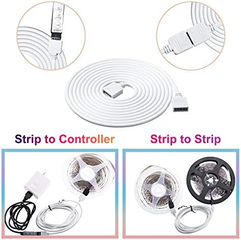Honoson 6 Pieces 4 Pin RGB Extension Cable LED Strip Connector Cord Wire Cables Kit with 12 Pieces Pin Connector for 5050 3528 RGB LED Motorcycle Car Light Neon Strip Light(1.6,3.3,6.6 ft,White) - Image 3