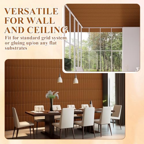 Nuanchu 32 Pcs 3D Wall Panels, 12"x12" PVC Fluted Tiles, Walnut - Image 6