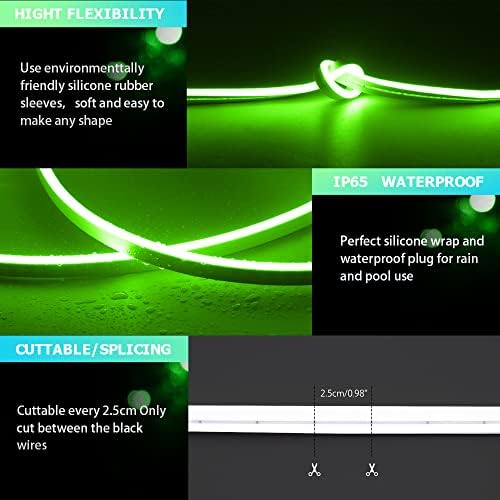 Green LED Neon Strip Lights 16.4FT Flexible 12V Rope Light - Image 2