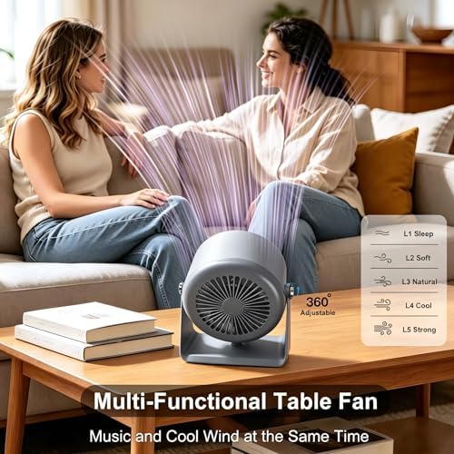 Bluetooth Speaker Desk Fan with Phone Stand & RGB Light - Image 3