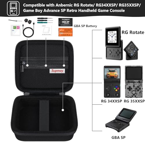 Supmay Carrying Case for Anbernic RG Rotate, RG34XXSP, RG35XXSP, Black - Image 2