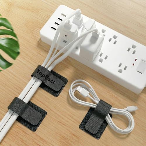 Topesct Pack of 20 Cable Management Desk 15 cm Medium Cable Holder Self-Adhesive Cable Hide Cable Guide Cable Organiser for TV PC Desktop Fairy Lights - Image 7