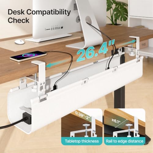 PEGZONE No Drill Under Desk Cable Management Tray, 31.5" Fabric Organizer - Image 3