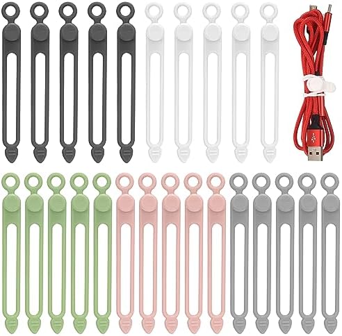 25 Pcs Silicone Cable Ties, Reusable Cable Straps Wire Organizer. by RUGLAMZHIP