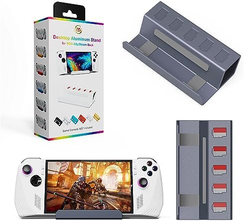 Desktop Bracket Holder for Rog Ally for Steam Deck Aluminum Alloy Stand Base Game Console Stand Playstand Mount with 5 Card Storage Slot Design (Grey) by Unknown