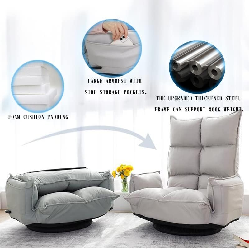 Gaming couch for adults,Floor Gaming Chair with Extra Wide Arms,high Back Folding 360-Degree Swivel Floor Lazy Sofa ,The backrest is adjustable in 14 angles suitable for teenagers and adults,1 - Image 3