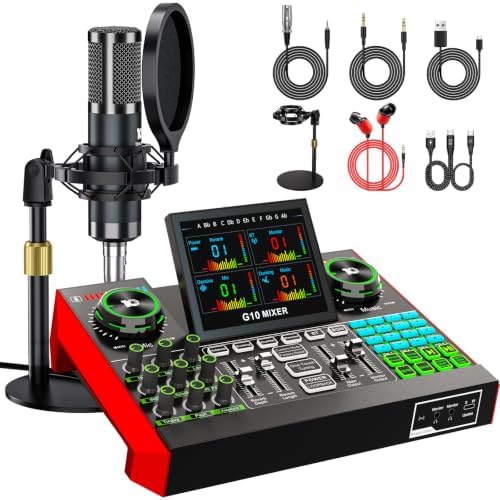 TENLAMP G10 Creator Audio Mixer Bundle with Microphone for Streaming by tenlamp