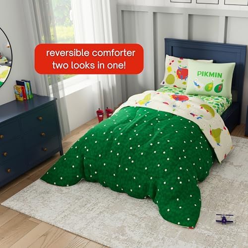 Nintendo Pikmin Game Kids Bedding Set, Twin Size 5 Piece Comforter and Sheet Set with Sham, (Officially Licensed Product) by Franco - Image 6