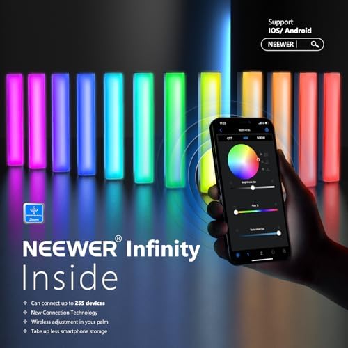 NEEWER RGB LED Video Light Stick, Touch Bar & APP Control, Magnetic Handheld Photography Lighting Wand, Dimmable 3200K~5600K CRI98+ Full Color LED Light with 6400mAh Battery, 17 Scenes, RGB1 - Image 3