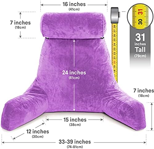 Husband Pillow XXL The Original for Adults - 30" Tall Backrest for Sitting Up in Bed - Firm Support Reading, Bed Rest Pillow for Adults, Neck Roll, Removable Cover - TV - Light Purple - Image 4