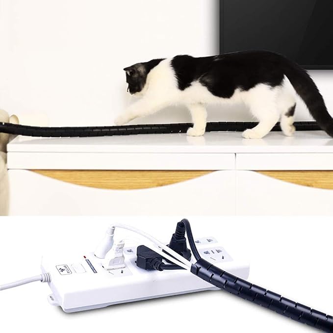 10FT Cable Management Sleeve EZ Cord Bundler 1" Diameter w/Zip Clip Zipper Wire Wrap Cord Organizer Cable Tube Hider Flexible & Expandable Home & Office Wire Concealer for PC TV Computer Cinema - Image 8