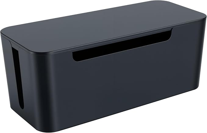 Eichzer Cable Management Box with Lid, Three Entry/Exit Slots, Black by Eichzer