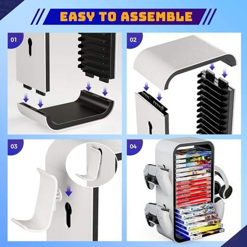 Allnice Universal Game Rack - Stores 19 Games, 4 Controller Holders, Organizes PS5/PS4/Xbox One/360/Series X/S/Switch & More - Image 5