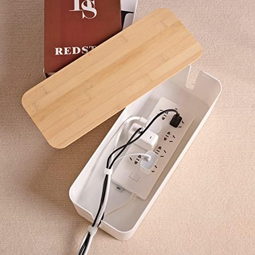 Tuwechen Cable Management Box, Wooden Style Large Cord Organizer Box - Image 3