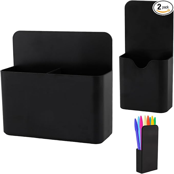 KITANIS Magnetic Pen Holder,2 Pack Magnetic Dry Erase Marker Holder with Generous Compartments,Strong Magnet Storage Marker Pen Pencil Organizer for Refrigerator,Whiteboard,Locker Accessories by KITANIS