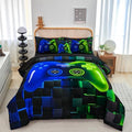 PERFEMET 6-Piece Game Twin Comforter Set for Kids Blue and Green Boys Gaming Bed in a Bag with Sheets Soft 3D Cool Fluffy Video Game Console Bedding Set for Girls Teen(Blue Green, Twin) by PERFEMET