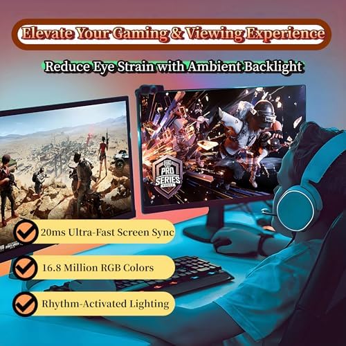 RGB Monitor Backlight for 34 Inch Ultrawide Monitors (21:9), Screen Sync Ambient Lighting Kit with Dual USB Power, Music Mode, Dynamic Gaming Lights for Curved Screens (4 Sides - 34 inch) - Image 6