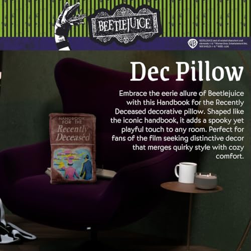 Beetlejuice For The Recently Deceased Book Bedding Super Soft Plush Decorative Throw Pillow, 14 in X 9 in, (Officially Licensed Product) By Franco Collectibles - Image 5