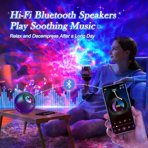 One Fire Galaxy Projector Teenage Boy Gifts for Teen Boys,15 Colors+15 White Noises Star Projector Night Light Kids Galaxy Light,Remote Bluetooth Bedroom Lights for Christmas Room Decor Gifts - Image 4