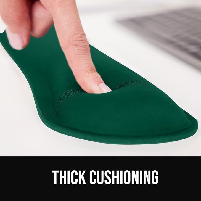 GORILLA GRIP Silky Gel Memory Foam Wrist Rest for Computer Keyboard, Mouse, Ergonomic Design for Typing Pain Relief, Desk Pads Support Hand, Arm, Mousepad Rests, Stain Resistant, 2 Piece, Hunter Green - Image 3