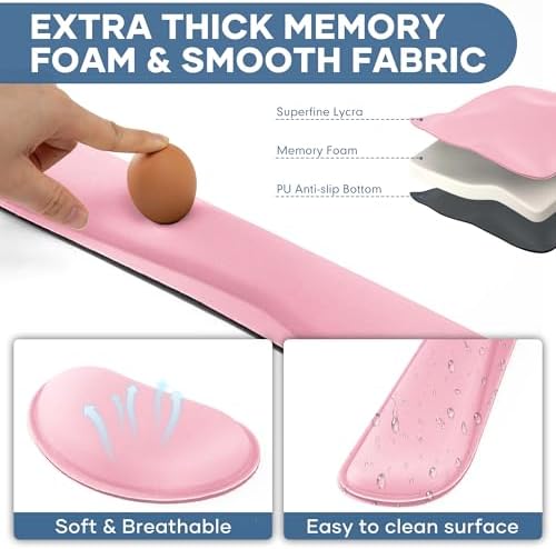 Office Ergonomic Memory Foam Computer Mouse and Keyboard Wrist Rest pad Support Carpal Tunnel, Wrist Rest for Keyboard and Mouse, Wrist Support Set - Image 5