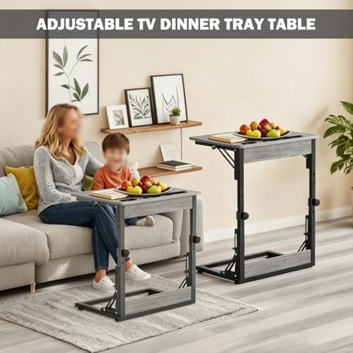 Folding TV Tray Table, Adjustable Height TV Trays for Eating on Couch - Image 2