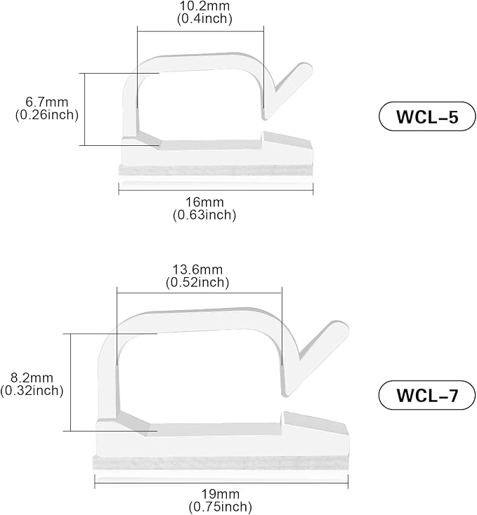 XHF 3/4” Adhesive Cable Wire Clips White 60PCS, Cable Staples Outdoor Cable Management Wire Organizer Cord Holder for Under Desk, Car, Wall, TV PC Ethernet Cable - Image 2