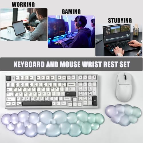 Gel Keyboard and Mouse Wrist Rest Set,Cloud Wrist Pad for Computer Keyboard | Wrist support for Keyboard 60%/68%/75%,Cloud Wrist Rest,Keyboard Cushion, Comfort & Support for Typing and Gaming - Image 3