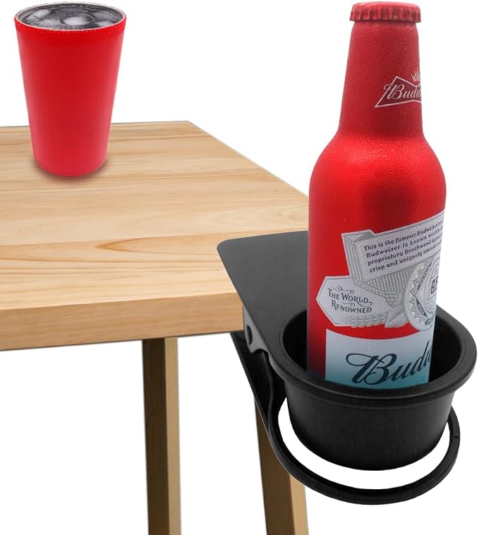 YOY 2 Pack Drink Cup Holder Clip - Table Desk Side Water Glass Beer Bottle Beverage Soda Coffee Mug Holder Cup Saucer Clip Design for Home Office, Black - Image 9