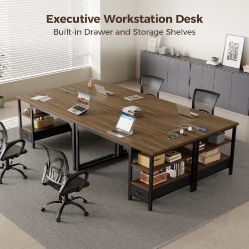 Mericonia 63" Reversible Computer Desk with Drawer, 1.2" Thick Office Desk - Image 7