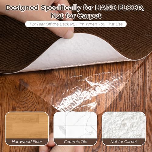 Office Chair Mat for Hardwood Floor 36x48 Inch, Non-Slip Rolling Chair Mat, Flat Lay Floor Protector for Wood Tile Laminate, Anti-Slip Sound Absorbing(Coffee) - Image 2