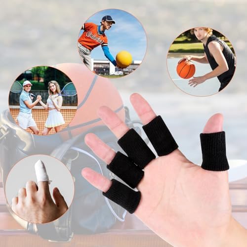 KALIONE 10Pcs Black Sport Finger Sleeves, Finger Sleeves Protectors, Elastic Finger Support Sleeve, Compression Finger Sleeves, Thumb Brace Support for Basketball, Golf - Image 5