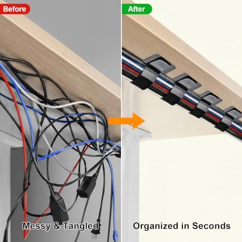 Cable Management Under Desk, 60 Pair Cord Organizer Straps - Image 2