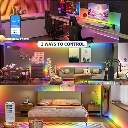 RGB Smart IC COB LED Strip Light 18ft Addressable Chasing Color 12V LED Light Strip Multicolored Flexible RGB Lights Kit with Music Mode for Party, Decoration, Home DIY Lighting Projects - Image 3