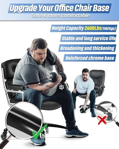 Sytopia 28" Heavy-Duty Office Chair Base Replacement with Wheels (Set of 5), Metal Base with Casters, Total Height: 7.5" (18.9 cm), Compatible with 2" Gas Cylinder - Image 6