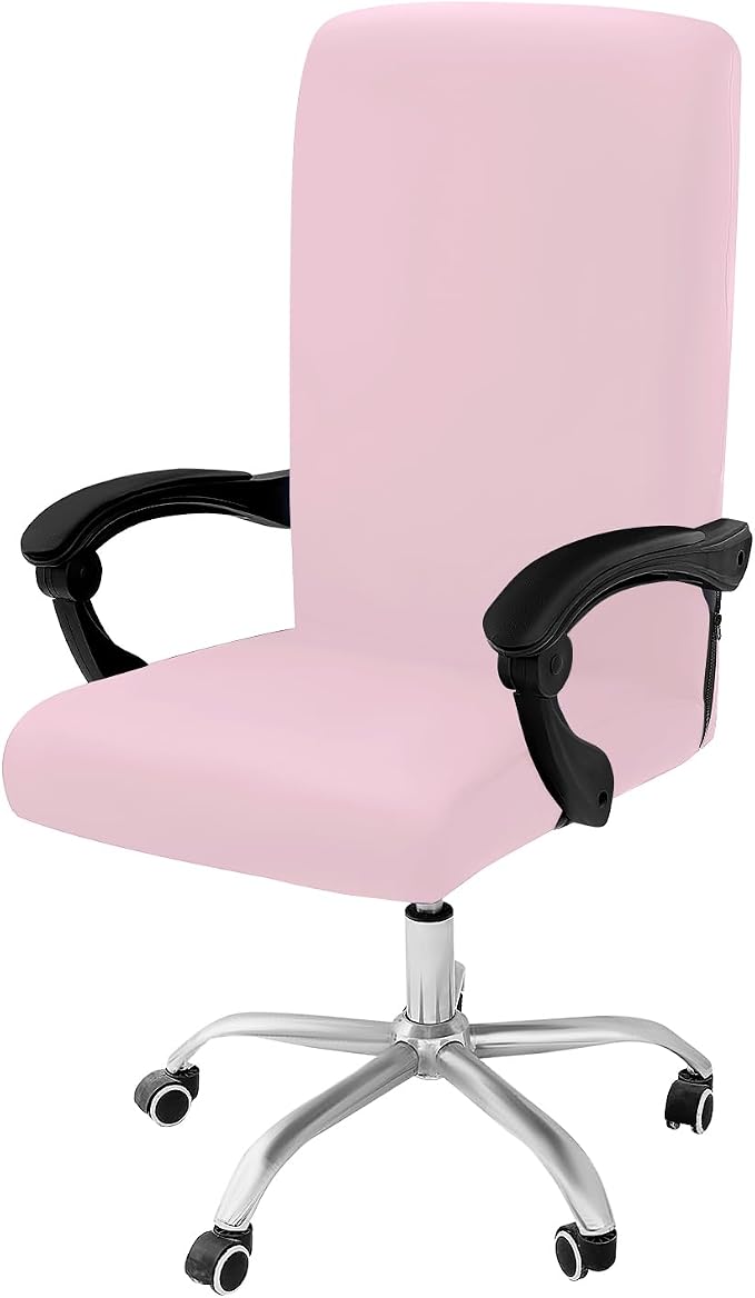 Smiry Stretch Printed Office Computer Desk Chair Covers, Pink | Universal Desk Rotating Chair Slipcovers Removable Washable, Soft Fit Anti-Dust Spandex Protector Cover with Zipper by Smiry