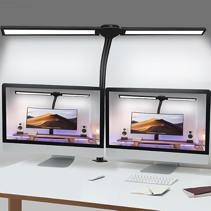 Double Head LED Desk Lamp for Office - Eye Caring Lamp with Clamp by vimeepro