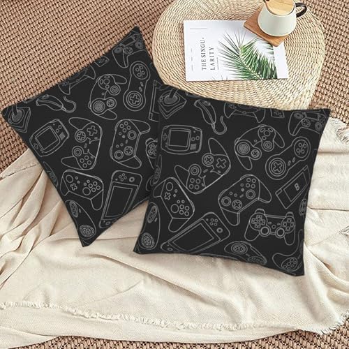 Perinsto Video Game Controller Background Throw Pillow Covers Set of 2 Gaming Gadgets Decorative Pillowcases Soft Cushion Covers for Sofa Couch Bed Home Decor, 20"X20" - Image 6