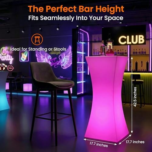 CECER 18" LED Cocktail Table with 16 RGB Multi-Colored Lights for Bar/Party - Image 2