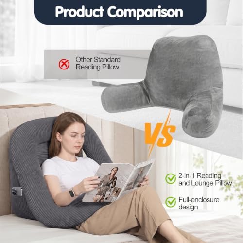 Reading Pillow for Bed Adult, 2-in-1 Back Rest Pillow for Sitting Up - Image 5