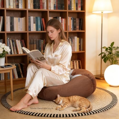 60cm/23.6" Extra Large Shiitake Mushroom Floor Cushion Pillow | Soft plush floor cushion for reading, gaming, meditation and relaxing. Adds playful comfort to any room. - Image 6
