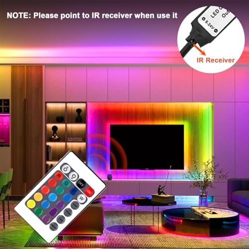 USB RGB LED Strip Lights Kit 2-Packs 6.56Ft IP65 Waterproof with Remote - Image 6