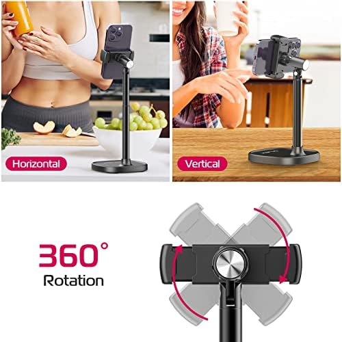 ULANZI Cell Phone Stand Mount for Desk, Vijim HP004 Adjustable Height & Angle Phone Holder, 360 Degree Rotating Desktop Phone Stand Compatible with iPhone, Samsung and All Phones - Image 4