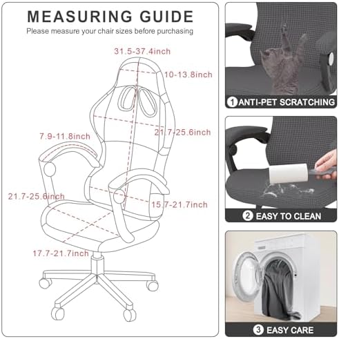 Gaming Chair Cover Game Chair Cover for Reclining Rotating Chair, Dark Gray | Waterproof, Cat Scratch Proof, Stretch with Amrest, Breathable, Anti-Scratch, Pet-Resistant,For Tall High Back Chairs - Image 7