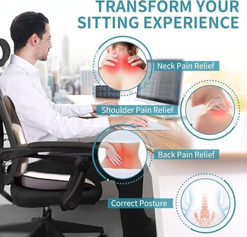 FLORICH Seat Cushion and Lumbar Support Pillow for Office Chair Car Neck Headrest Pillow Memory Foam Seat Pads Pressure Relief Back Cushion and Carseat Pads(Grey) - Image 5